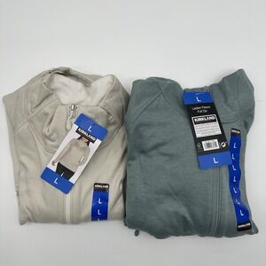 Lot 2 Kirkland Signature Womens Large Ladies Fleece Full Zip Jacket Green NWT